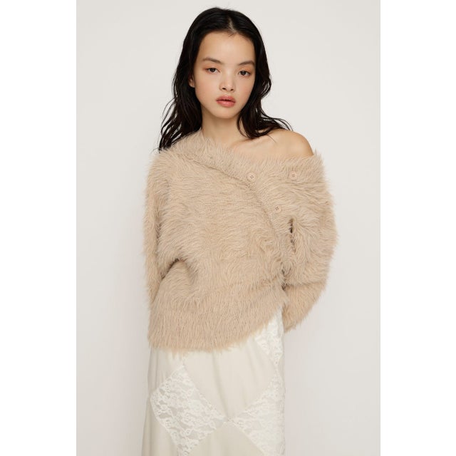 BIG SHAGGY BUTTON RIB トップス L/BEG1