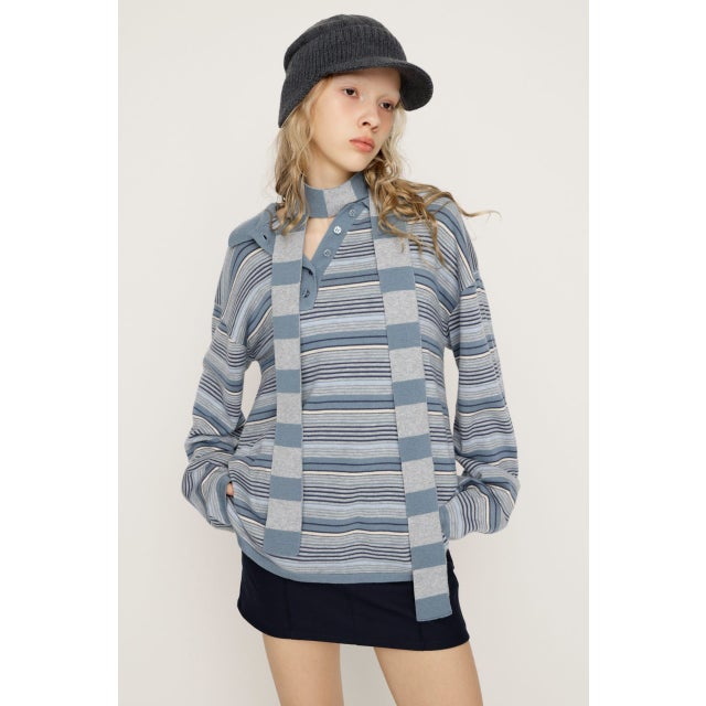 HG KNIT ASYMMETRY トップス M/BLU7