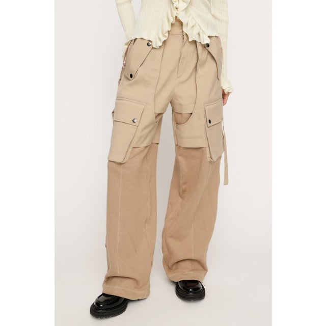 KNIT DOCKING CARGO パンツ L/BEG1