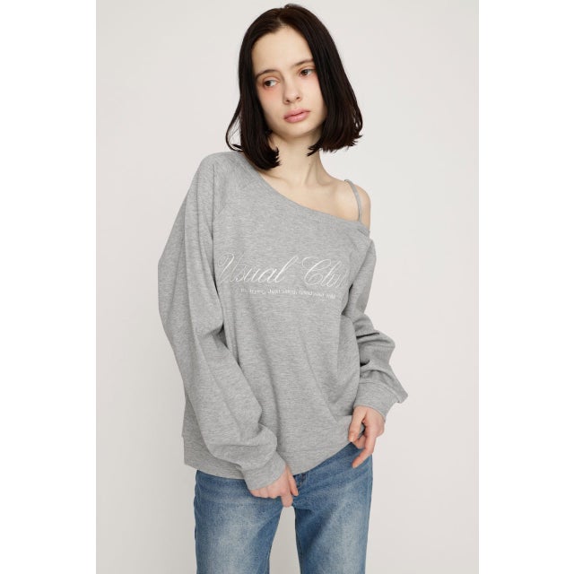 OFF SHOULDER LOGO トップス T.GRY