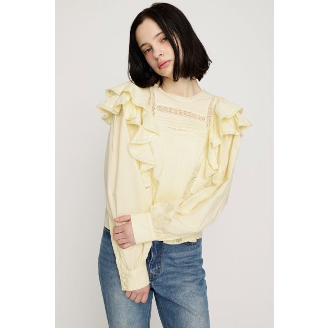 2WAY RIBBON FRILL LACE トップス L/YEL1