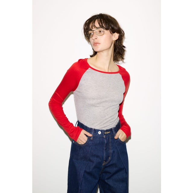 FINE TOUCH RAGLAN L／S トップス RED