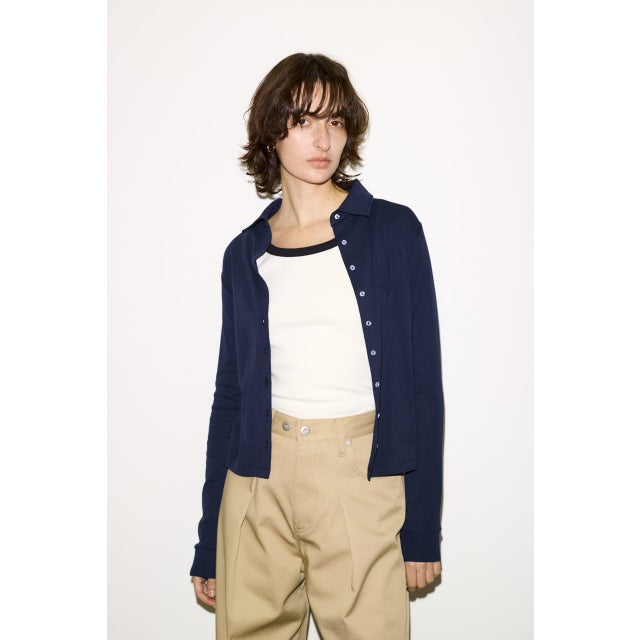 COTTON FLYSE PK シャツ NVY