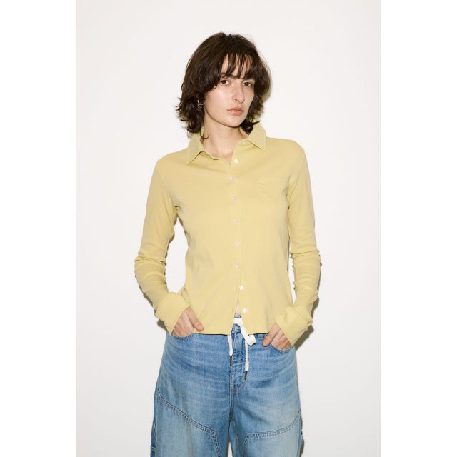 COTTON FLYSE PK シャツ L/YEL1
