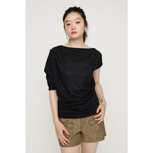 DEFORMED DRAPE トップス BLK