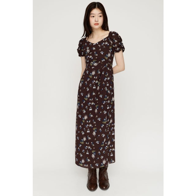 VINTAGE FLOWER ロングワンピース M/BRN7