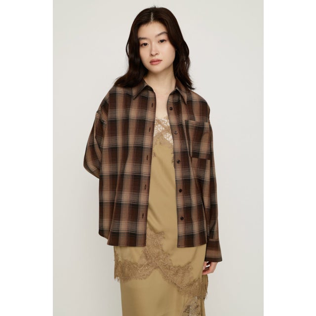 LOOSE CHECK シャツ M/BRN7