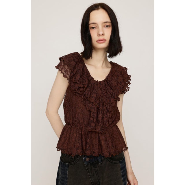 CUT LACE FRILL トップス BRN