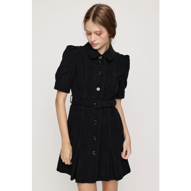 COLLAR BUTTON ショートワンピース BLK