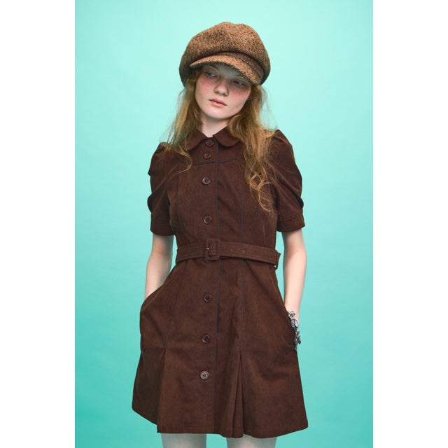 COLLAR BUTTON ショートワンピース BRN