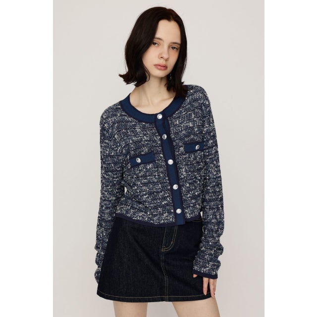 BICOLOR TWEED KNIT トップス NVY