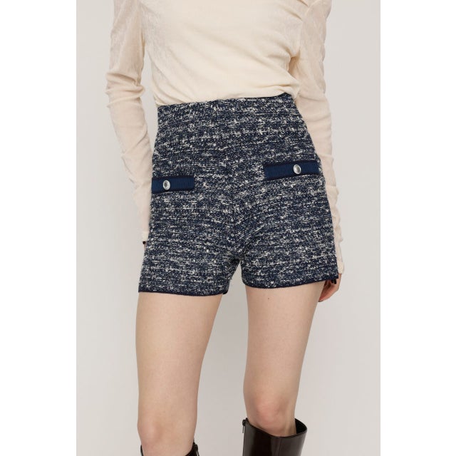 BICOLOR TWEED KNIT ショートパンツ NVY