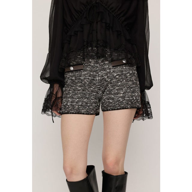 BICOLOR TWEED KNIT ショートパンツ BLK