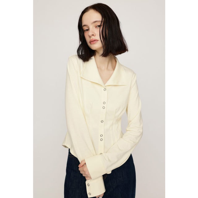 OPEN COLLAR TUCKED シャツ O/WHT1