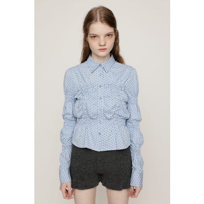 RANDOM SHIRRING CUT トップス L/BLU1｜詳細画像