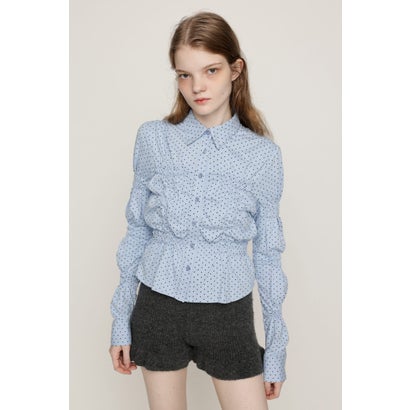 RANDOM SHIRRING CUT トップス L/BLU1｜詳細画像