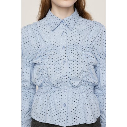 RANDOM SHIRRING CUT トップス L/BLU1｜詳細画像