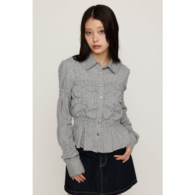 RANDOM SHIRRING CUT トップス T.GRY