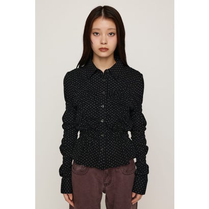 RANDOM SHIRRING CUT トップス BLK｜詳細画像