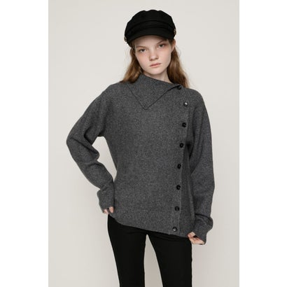 ASYMMETRY FRONT BUTTON トップス T.GRY｜詳細画像