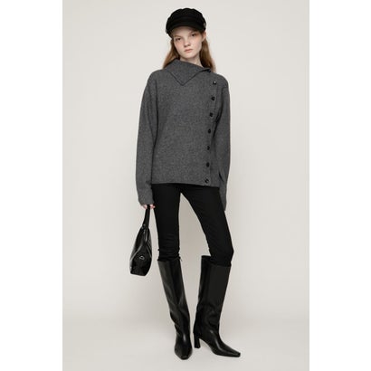 ASYMMETRY FRONT BUTTON トップス T.GRY｜詳細画像