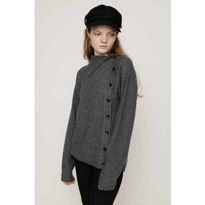 ASYMMETRY FRONT BUTTON トップス T.GRY｜詳細画像