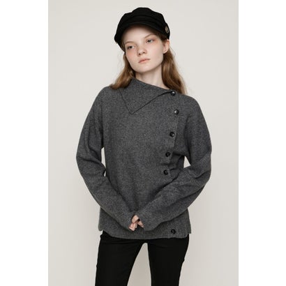 ASYMMETRY FRONT BUTTON トップス T.GRY｜詳細画像