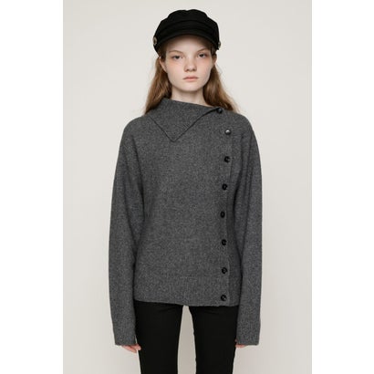ASYMMETRY FRONT BUTTON トップス T.GRY｜詳細画像