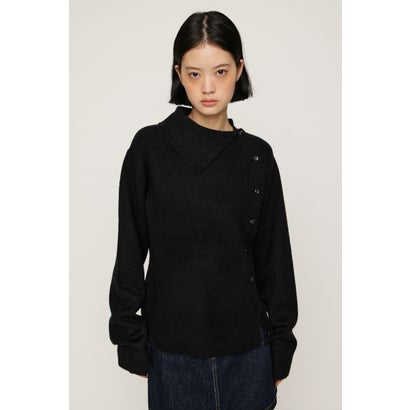 ASYMMETRY FRONT BUTTON トップス BLK｜詳細画像