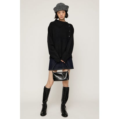 ASYMMETRY FRONT BUTTON トップス BLK｜詳細画像