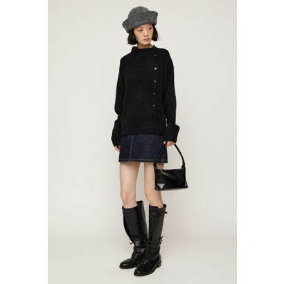 ASYMMETRY FRONT BUTTON トップス BLK｜詳細画像