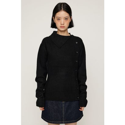 ASYMMETRY FRONT BUTTON トップス BLK｜詳細画像
