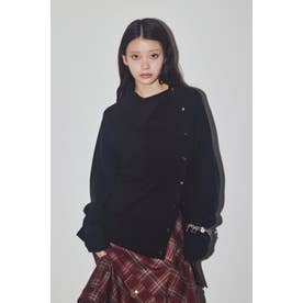 ASYMMETRY FRONT BUTTON トップス BLK