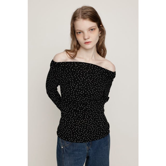 ASYMMETRY OFFSHOULDER トップス M/BLK7