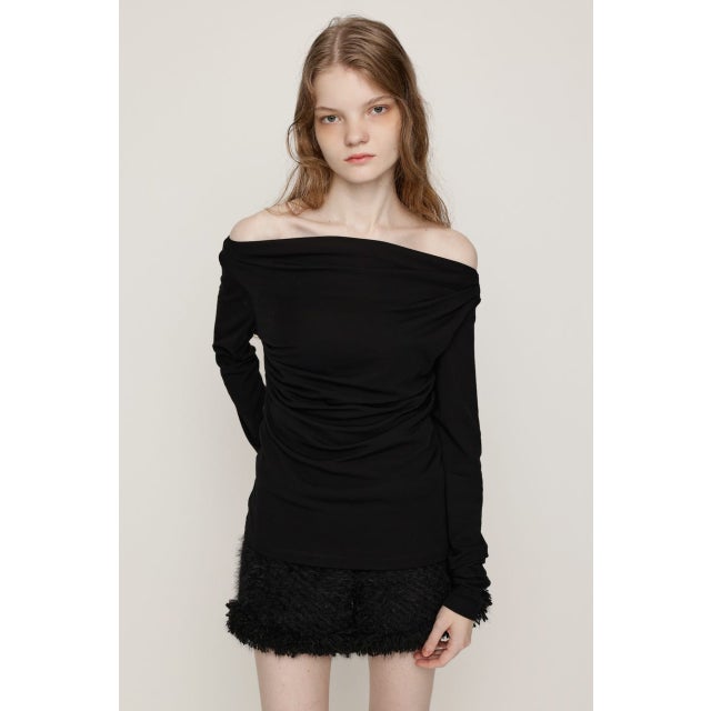 ASYMMETRY OFFSHOULDER トップス BLK