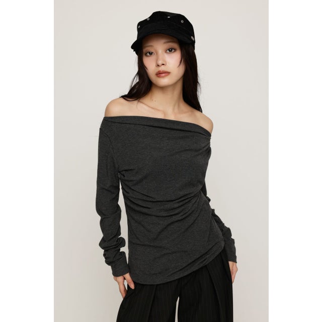 ASYMMETRY OFFSHOULDER トップス T.GRY