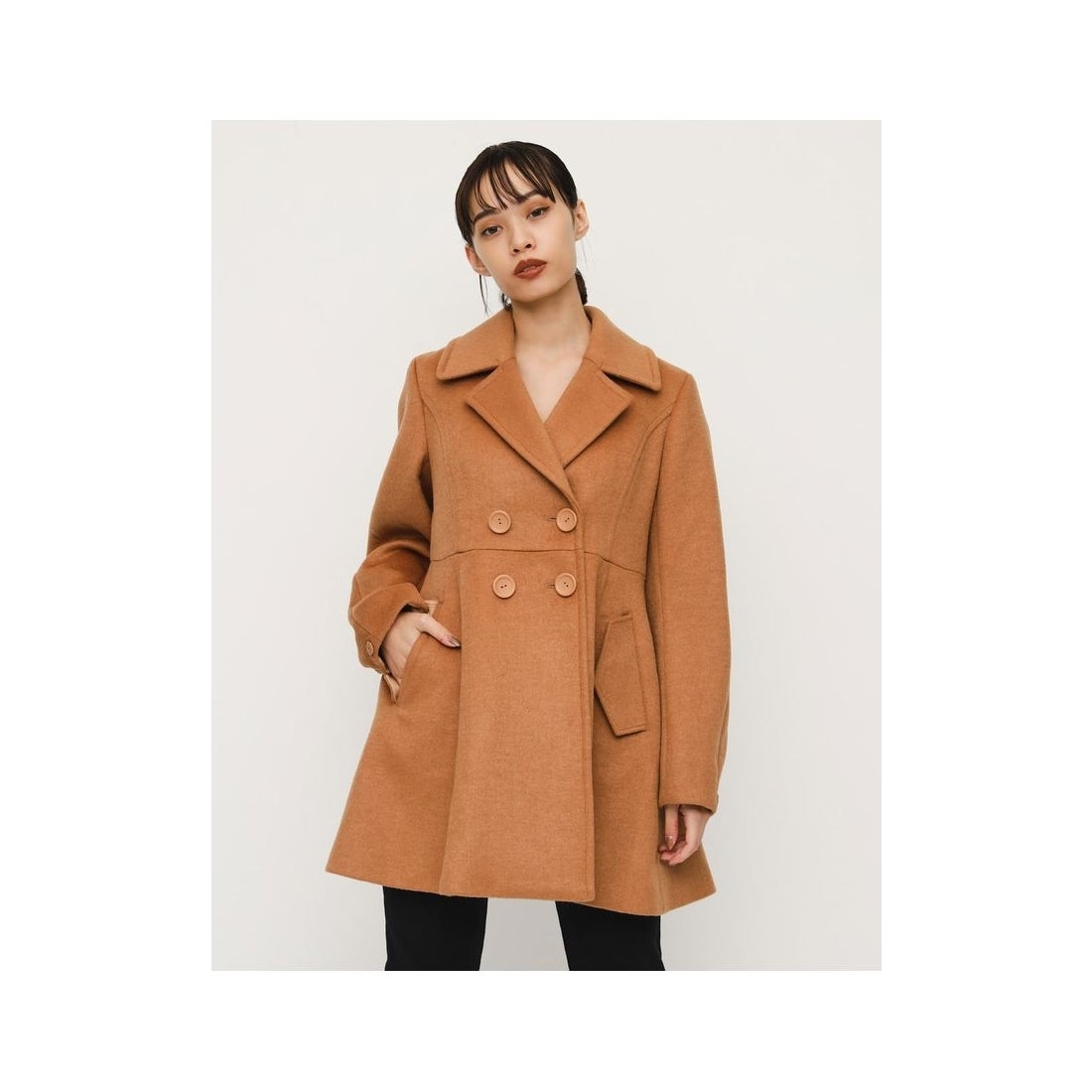 SLY ビッグカラーフレアコート キャメル -ファッション通販 FASHION WALKER
