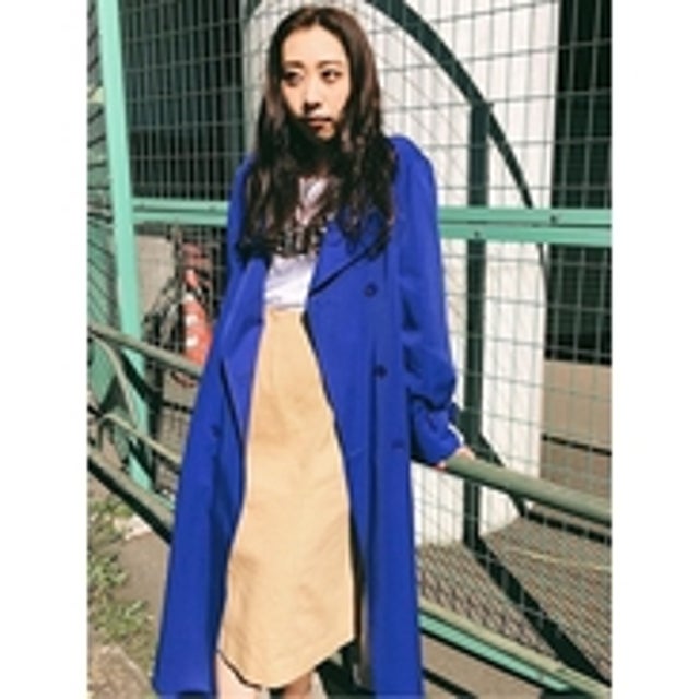 トレンチコート ブルー SLY オーバートレンチロングコート ブルー 