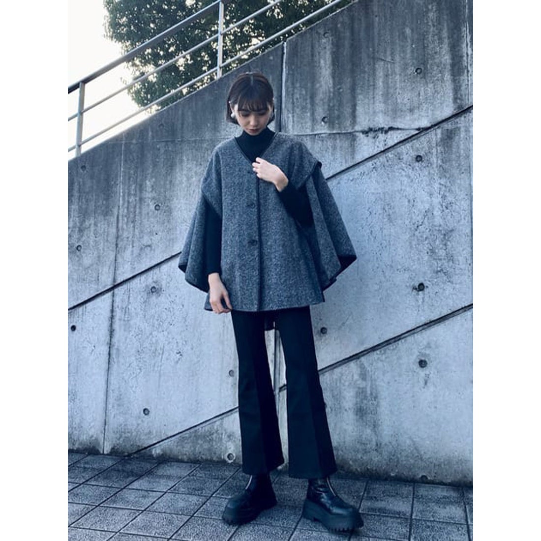 SLY WOOL BLEND PONCHOコート (マルチ混色)