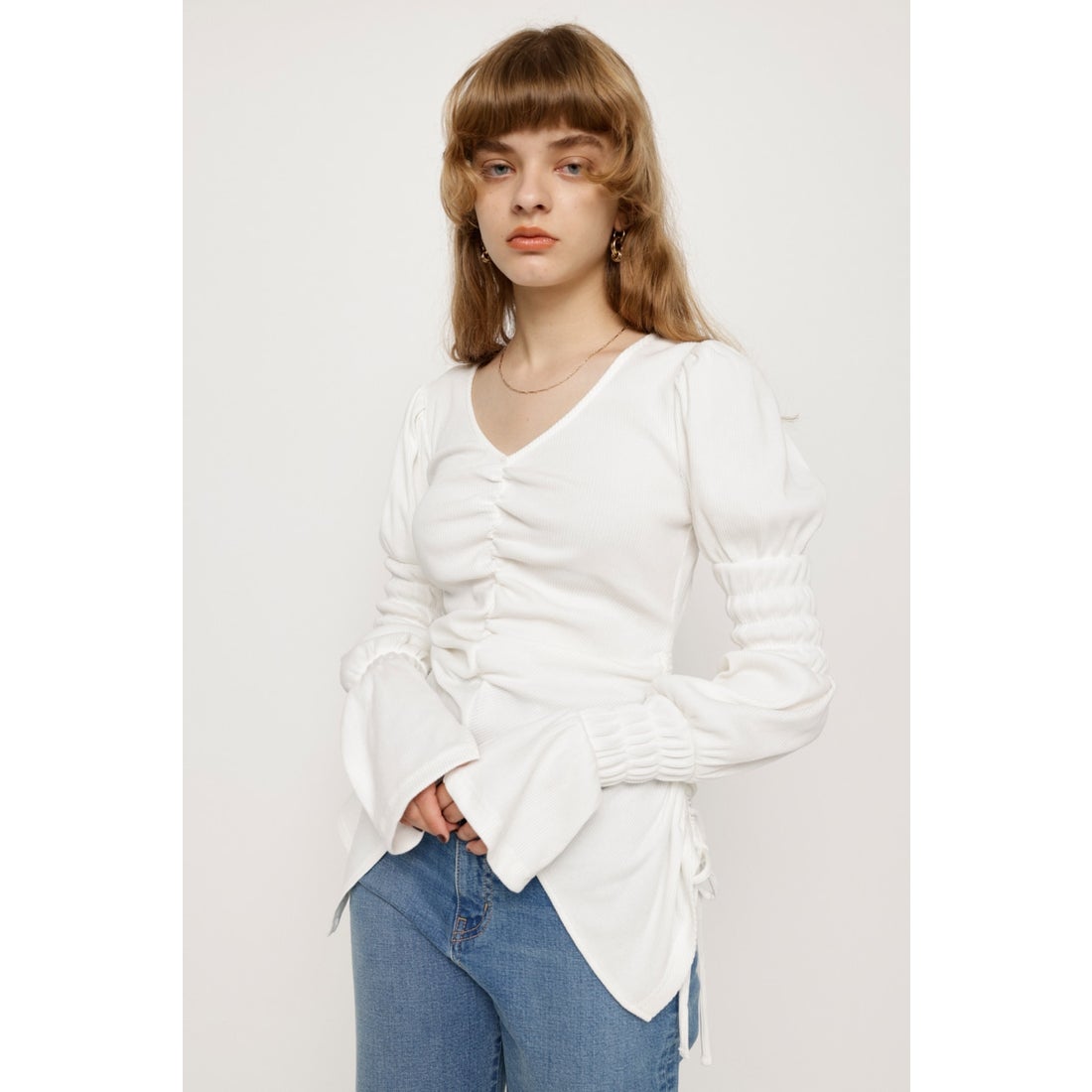 SLY SHIRRING TUNIC CUT トップス O/WHT1 -ファッション通販 FASHION 