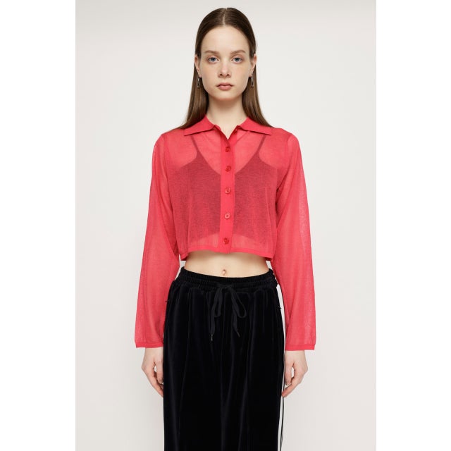 SHEER COLLAR カーディガン PNK