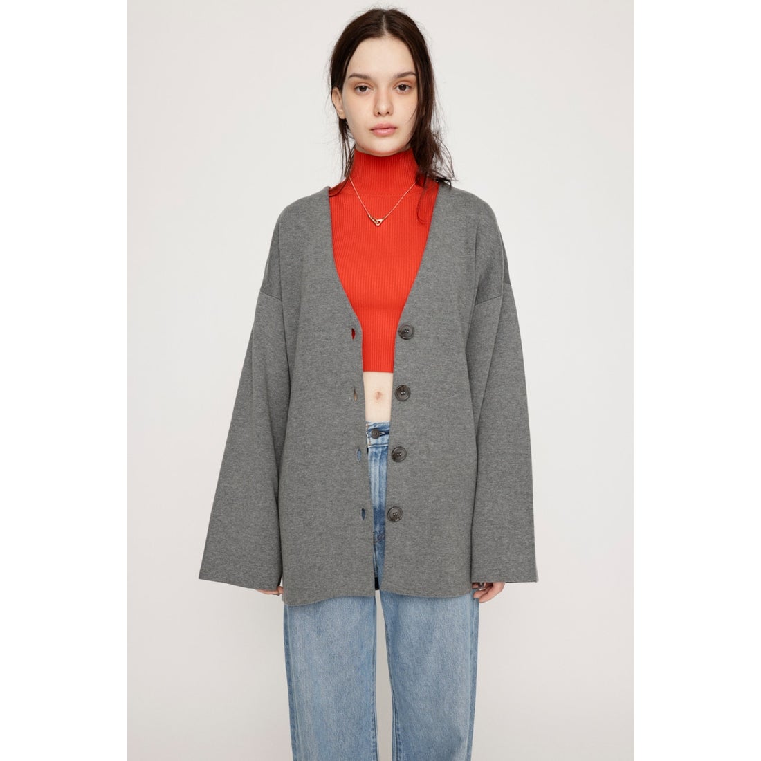SLY WASHABLE V／N HG カーディガン T.GRY -ファッション通販 FASHION