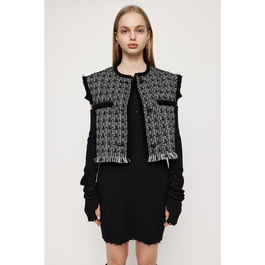 SLY FRINGE TWEED ベスト Multi_1 - ファッション通販 d fashion