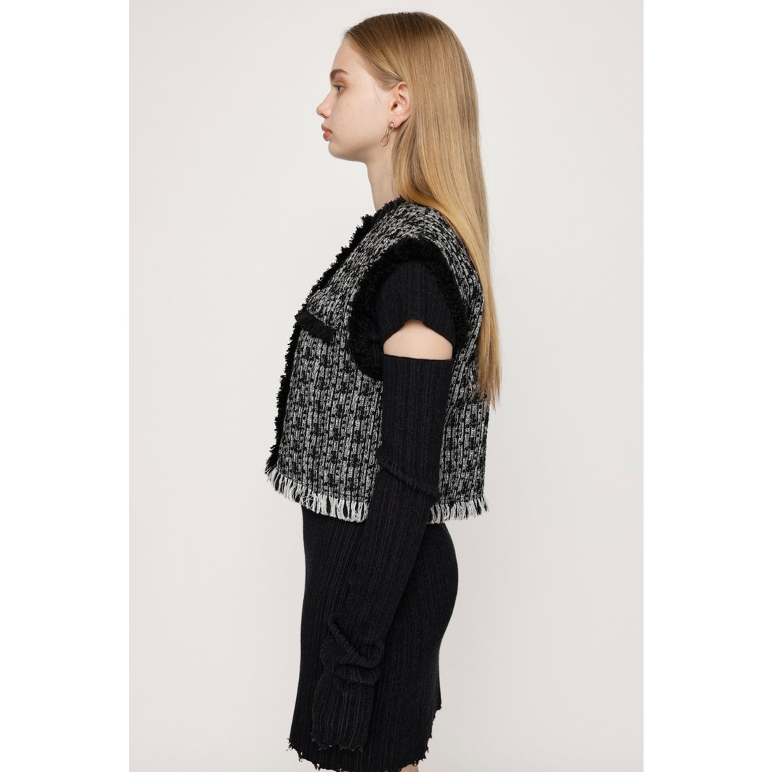 SLY FRINGE TWEED ベスト Multi_1 - ファッション通販 d fashion