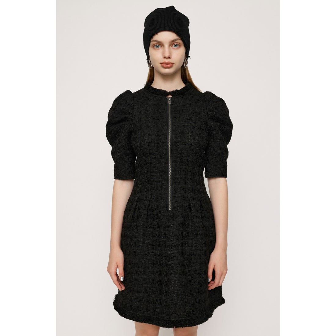 SLY FRINGE TWEED ショートワンピース BLK -ファッション通販 FASHION 