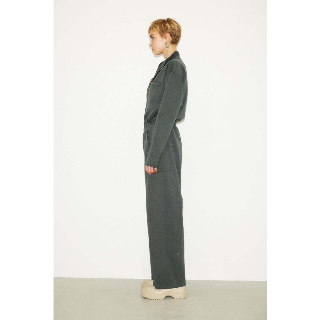 SLY FRONT ZIP PONTE ジャンプスーツ D/GRY3 -靴＆ファッション通販 