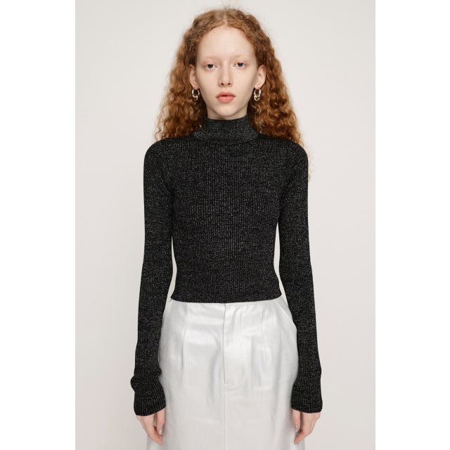 
                    SHINY CROPPED KNIT トップス BLK