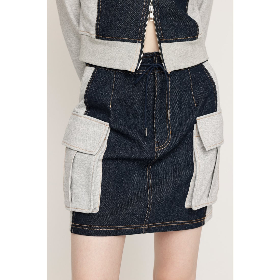 SLY COMBI CUT ショートスカート GRY -ファッション通販 FASHION WALKER