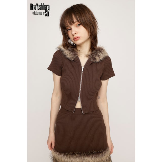 HinaYoshiharaxKNIT HOODIE BRN