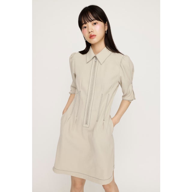 FRONT ZIP TUCK ショートワンピース IVOY3
